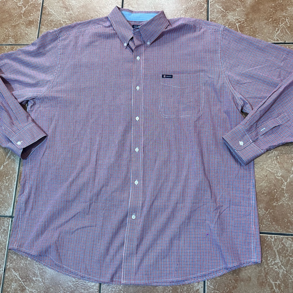 Big Man: Chaps Multi Color Plaid Long Sleeve Button Down Shirt 3XLT Work Casual